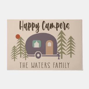 Happy Camper Welcome Pastel Colour Door Mat