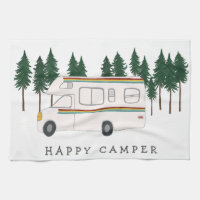 HAPPY CAMPER whimsical motorhome RVing Forest