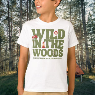 Happy Camper Wild In The Woods Kids Birthday T-Shirt