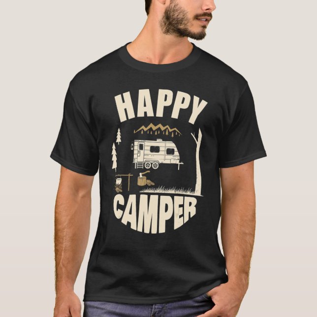 Happy Camper Wild Rv Van Camping  Outdoor Cute Gra T-Shirt (Front)