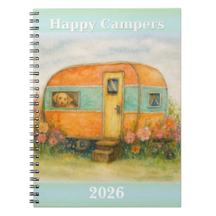 Happy Campers 2025 Spiral Notebook — Retro Caravan