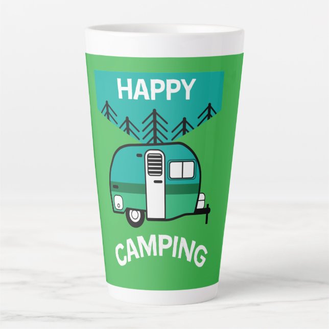 Happy Campers | Caravaner | Camper Throw Pillow Mu Latte Mug (Front)