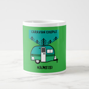 Happy Campers Caravanning Funny Caravans Two-Tone  Large Coffee Mug