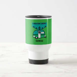 Happy Campers Caravanning Funny Caravans Two-Tone Travel Mug