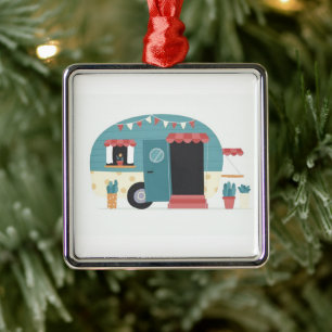 **HAPPY CAMPER'S CHRISTMAS ORNAMENT** METAL TREE DECORATION