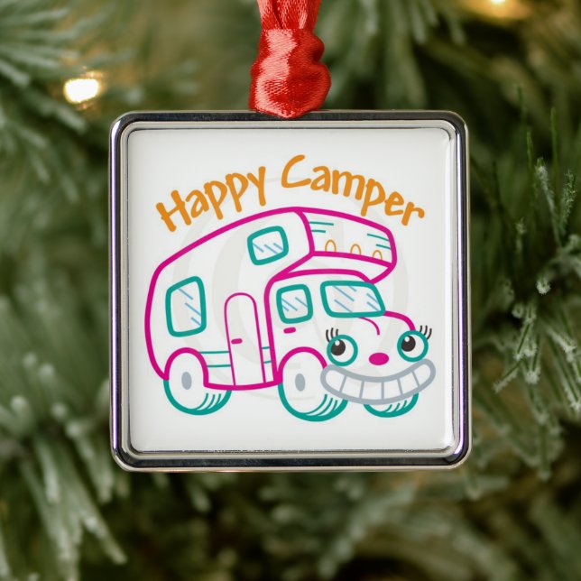 **HAPPY CAMPER'S CHRISTMAS ORNAMENT** METAL TREE DECORATION (Tree)