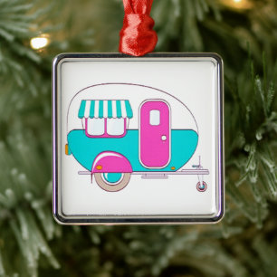 **HAPPY CAMPER'S CHRISTMAS ORNAMENT** METAL TREE DECORATION