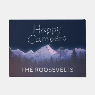 Happy campers custom rustic mountain camping doormat