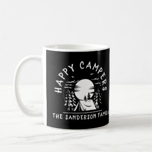 Happy Campers Family Name Camping Trip Black Coffee Mug