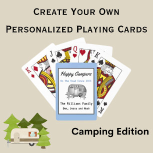 Happy Campers Family Name Retro Poker Cards