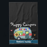 Happy Campers Family Name Tea Towel<br><div class="desc">Fun custom family name with Happy Campers text! A cute addition to your campsite. All text is adjustable. Artwork by Valarie Wade.</div>