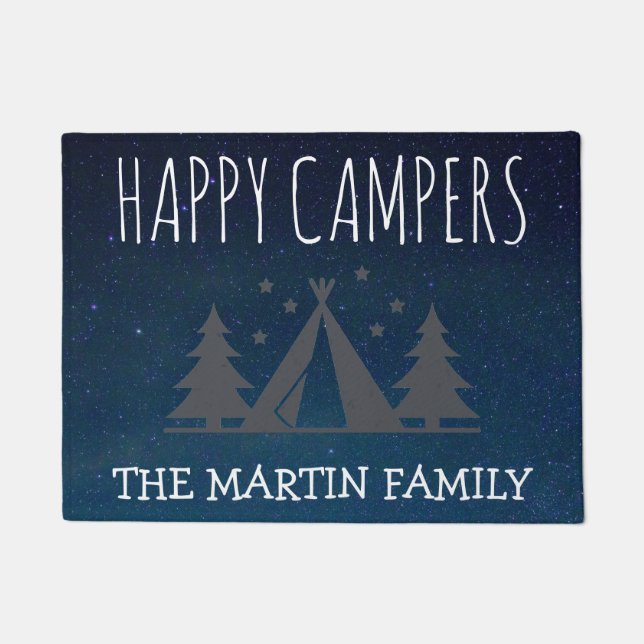 Happy Campers Personalised Camping Tent Starry Sky Doormat (Front)
