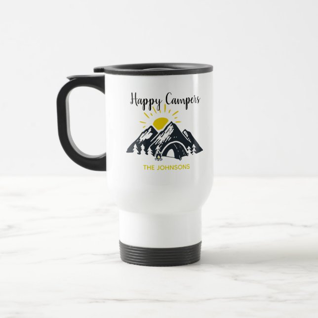 Happy Campers personalised custom camping RVing Travel Mug (Left)