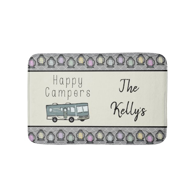 Happy Campers Personalised RV Bath Mat (Front)