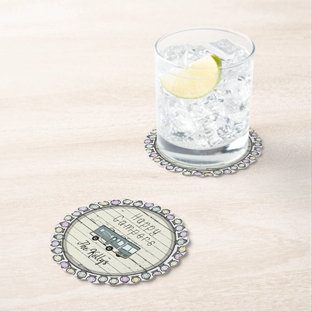 Happy Campers Personalised RV Paper Coaster (Insitu)