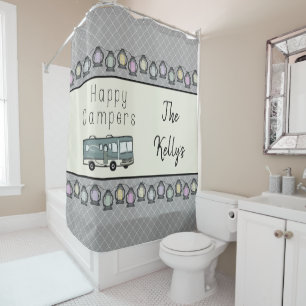 Happy Campers Personalised RV Shower Curtain