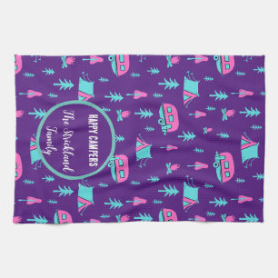 Happy Campers Personalized RV and Camping Tea Towel