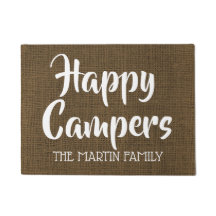 Happy Campers Rustic Burlap Personalised