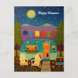 Happy Campers Trailer Background Postcard