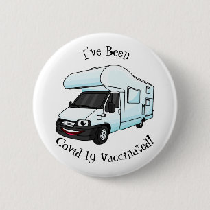 Happy campervan cartoon illustration 6 cm round badge