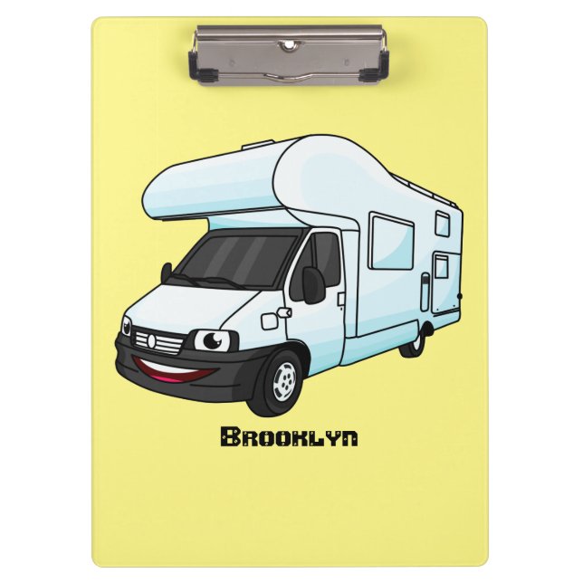 Happy campervan cartoon illustration  clipboard (Front)