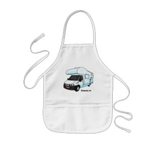 Happy campervan cartoon illustration kids apron