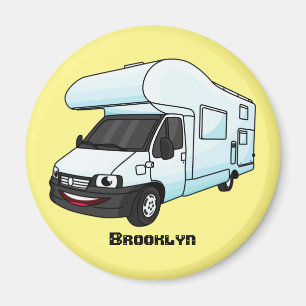 Happy campervan cartoon illustration magnet