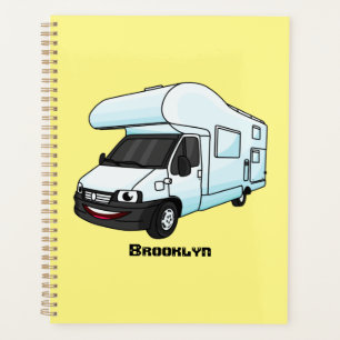 Happy campervan cartoon illustration planner