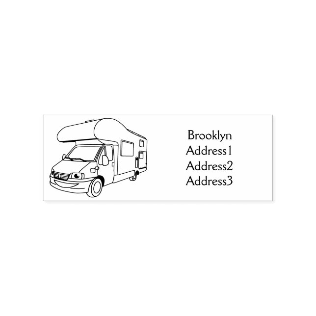 Happy campervan cartoon illustration rubber stamp (Imprint)