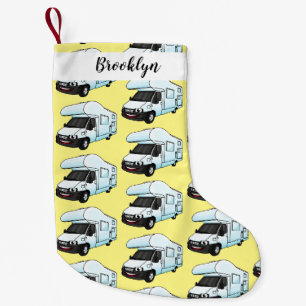 Happy campervan cartoon illustration small christmas stocking