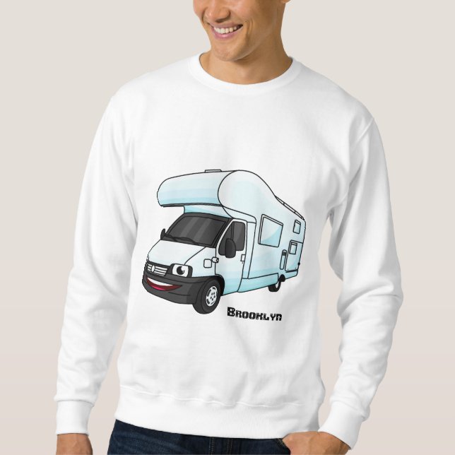 Happy campervan cartoon illustration sweatshirt (Front)
