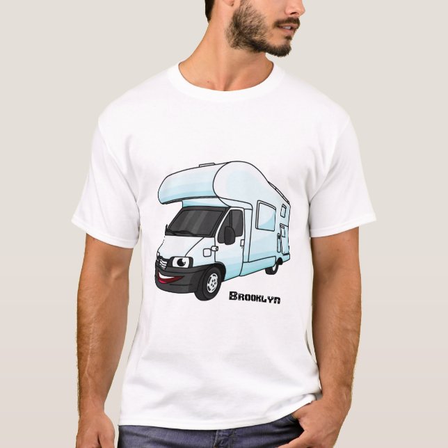 Happy campervan cartoon illustration T-Shirt (Front)