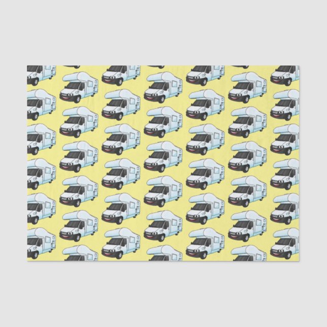 Happy campervan cartoon illustration  tissue paper (Front)