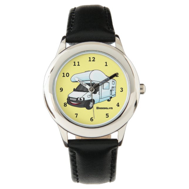 Happy campervan cartoon illustration watch (Front)