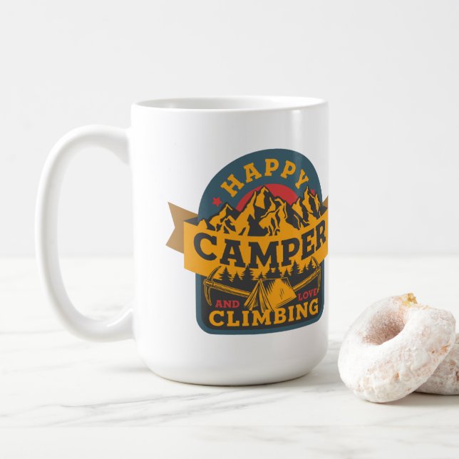 Happy Camping and Love Hiking Coffee Mug (With Donut)