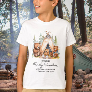 Happy Camping Bears Personalised Family Vacation T-Shirt