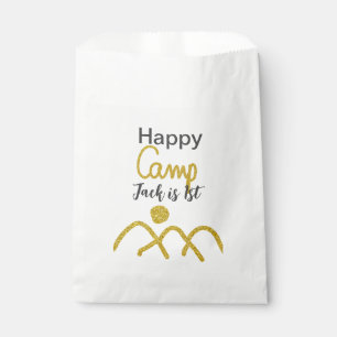 Happy camping camper one birthday kids golden sun favour bags
