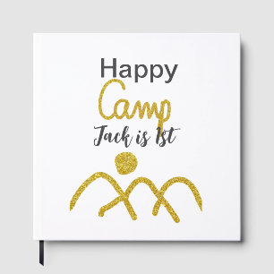 Happy camping camper one birthday kids golden sun guest book
