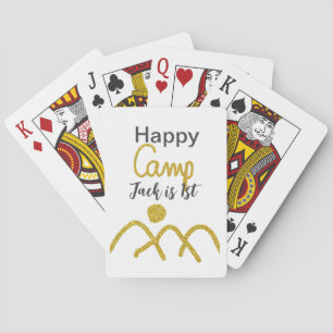 Happy camping camper one birthday kids golden sun playing cards