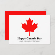 Happy Canada Day custom text with red maple leaf