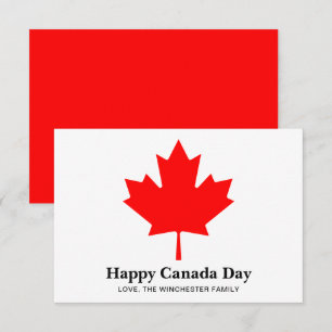 Happy Canada Day custom text with red maple leaf Enclosure Card