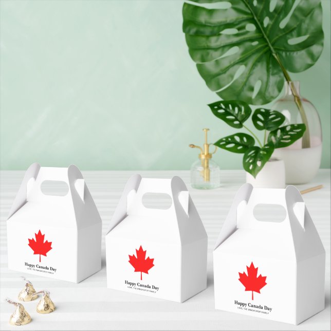 Happy Canada Day custom text with red maple leaf Favour Box (Multiple)