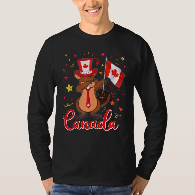 Happy Canada Day - Cute Beaver Dab girls Boys Kids T-Shirt (Front)