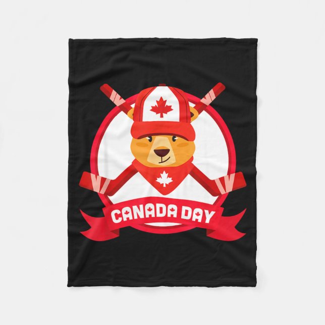 Happy Canada Day Design Funny Canadian Groundhog F Fleece Blanket (Front)