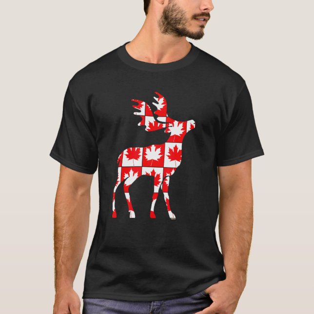 Happy Canada Day Elk Canada Funny T-Shirt (Front)