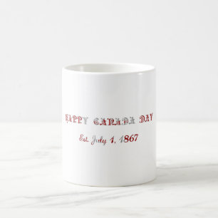 Happy Canada Day Est. July 1, 1867 Typography Coffee Mug