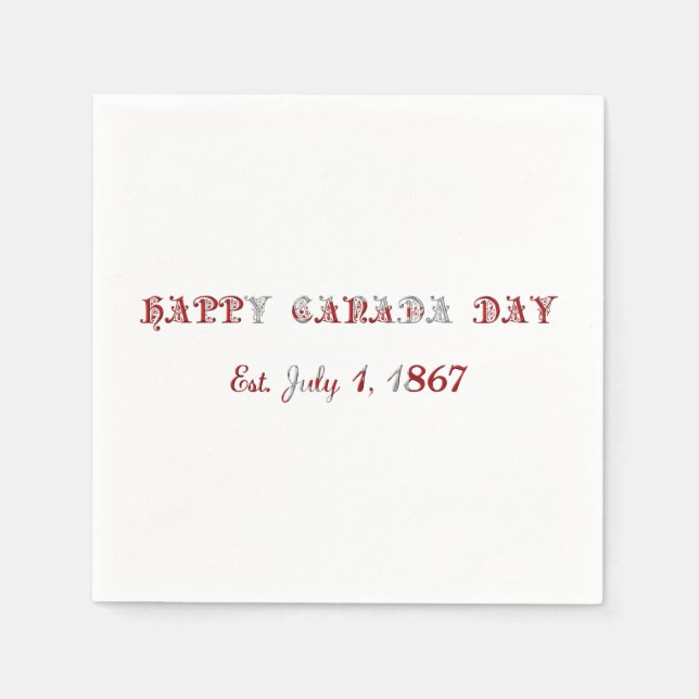 Happy Canada Day Est. July 1, 1867 Typography Napkin (Front)