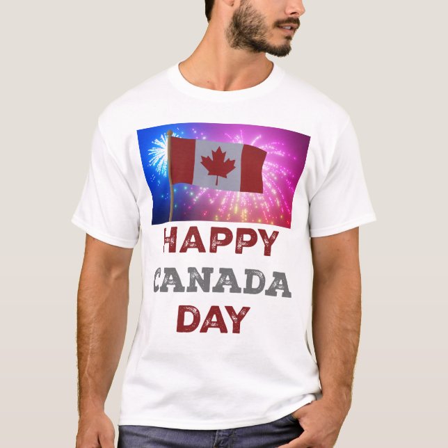 Happy Canada Day Fireworks T-Shirt (Front)