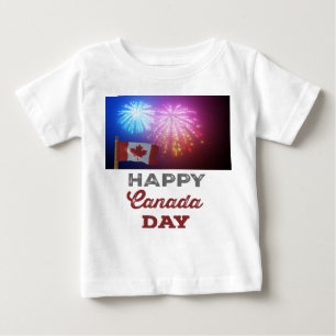 Happy Canada Day Flag & Fireworks Baby T-Shirt