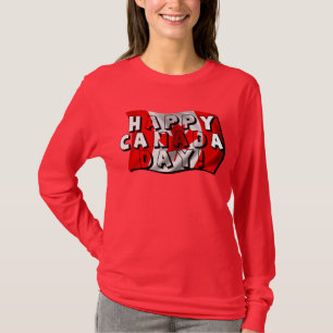 Happy Canada Day Flag Text with Canadian Flag T-Shirt